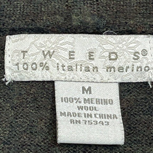 Tweeds Women Olive Green 100% Merino Wool Cardigan Sweater Roll‎ Collar size M - Picture 9 of 9